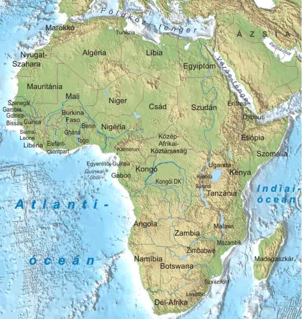 afrika térkép Afrika térkép   A magyar helyesírás szabályai c. kötet alapján afrika térkép